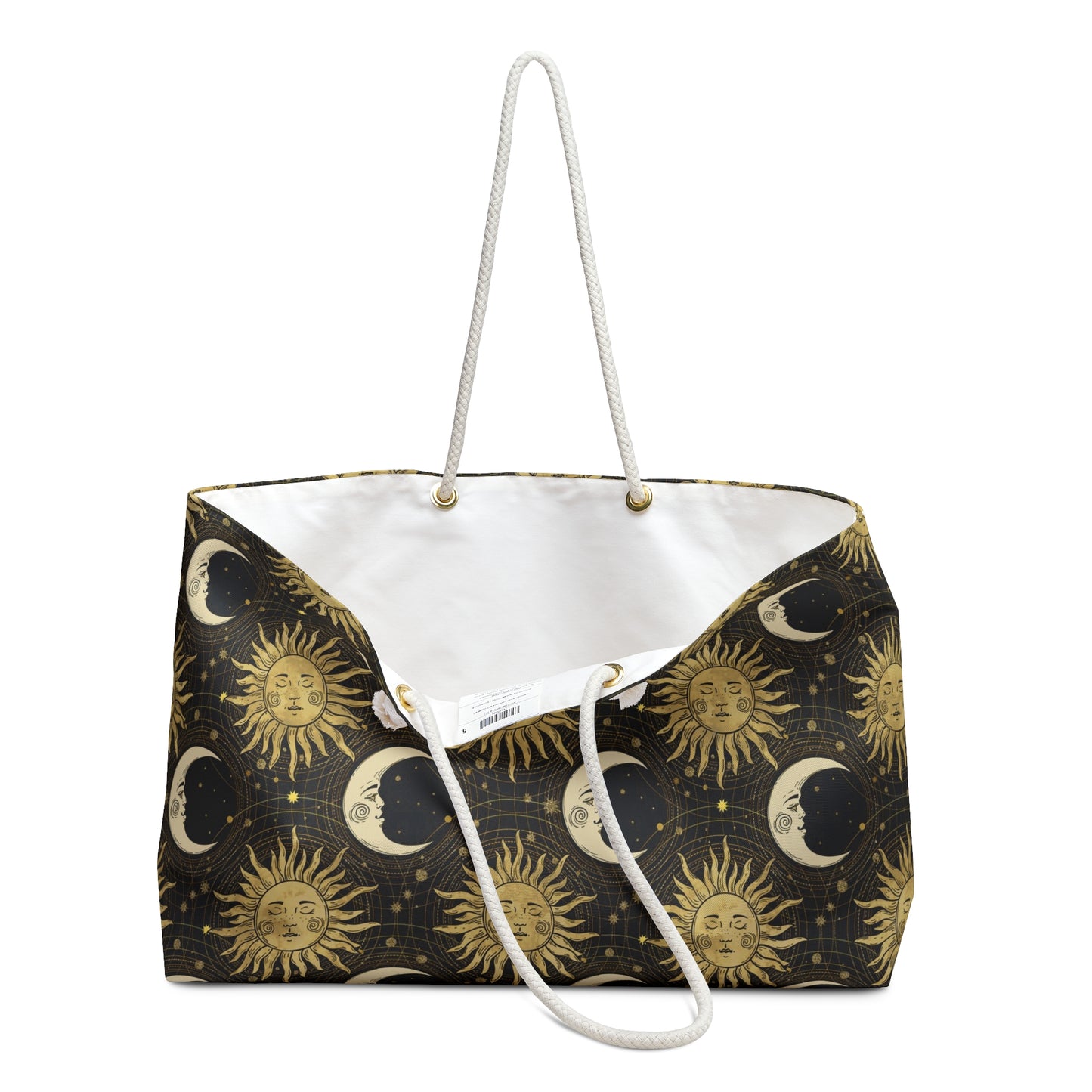 Weekender Tote Bag (Large):  The Sun, The Moon, And The Stars [Gold Suns, Smiling Moons]