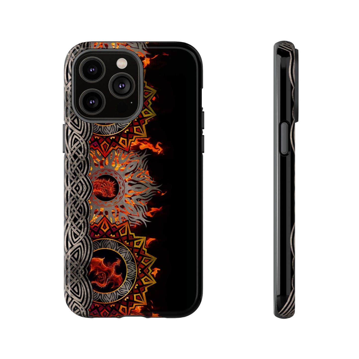 Apple I-Phone 14 (Series) Tough Case-Phone Case: Dragons [Red Fury Border]