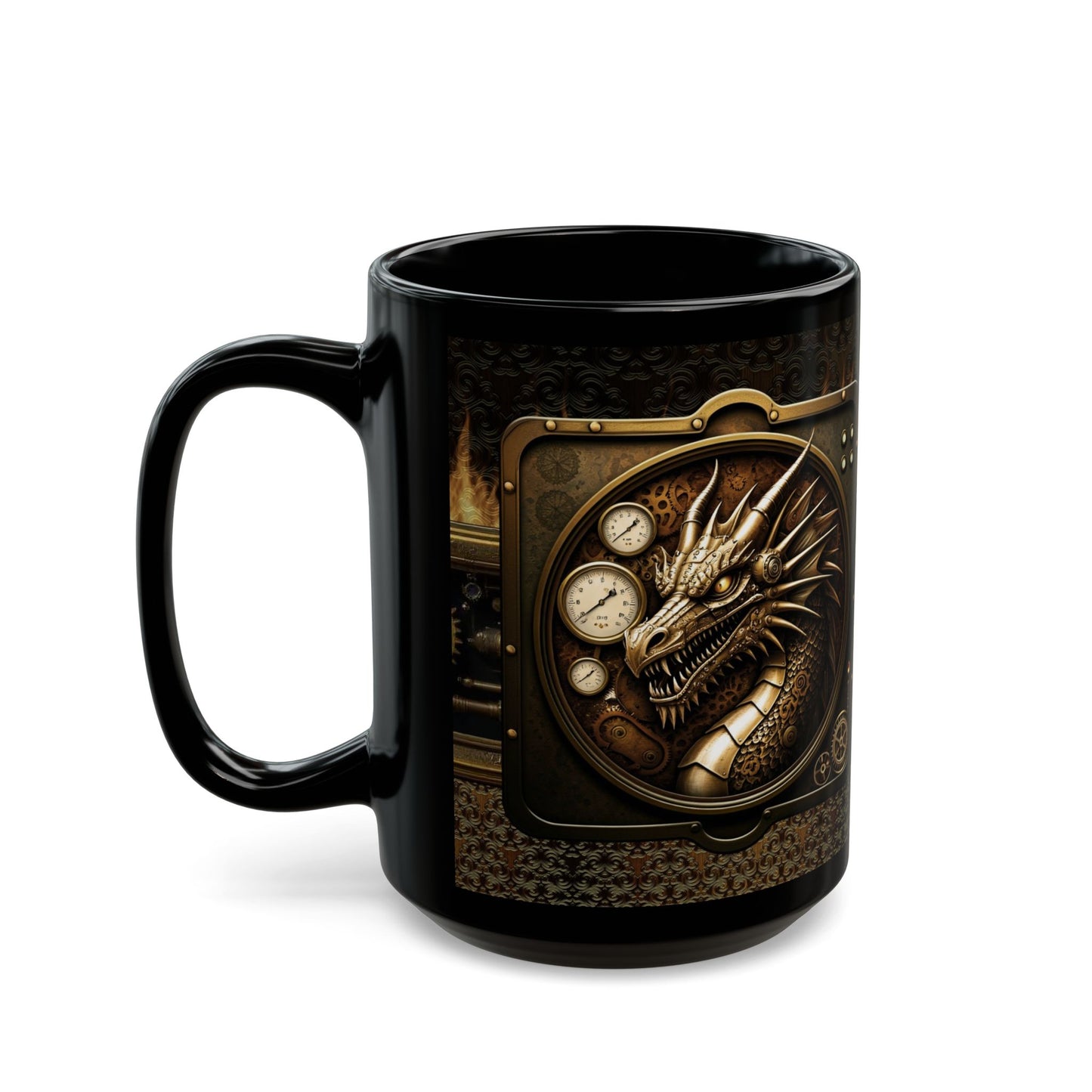 Black Mug-15oz:  "Dragons Steampunk" Panel