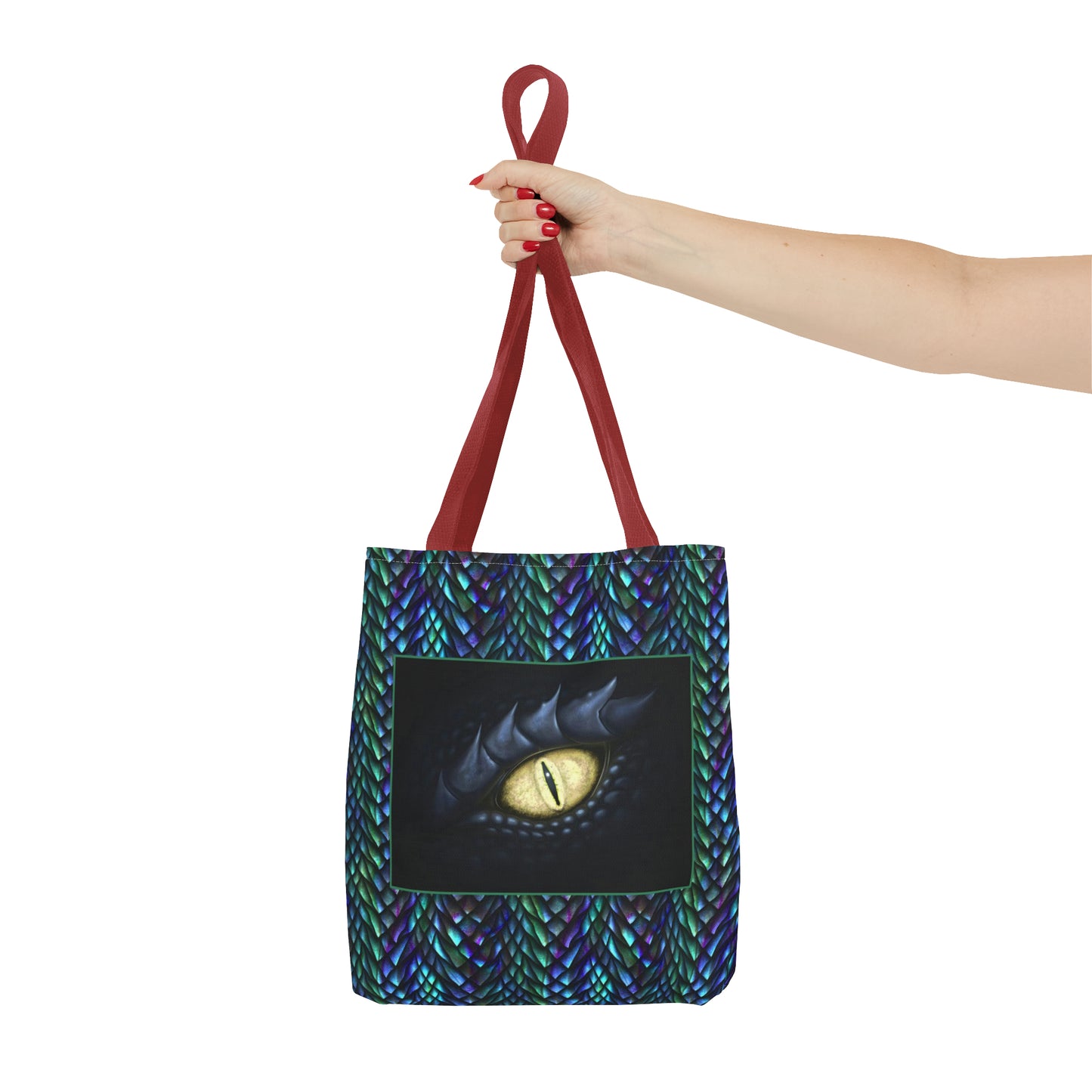 Tote Bag: large-18x18; "Dragons" [Sheen Scales 1-Black Eye W/White]