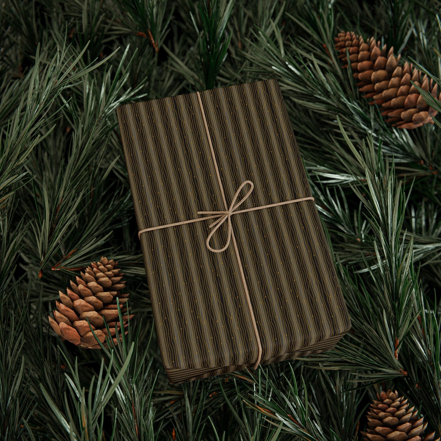 Wrapping Paper:  Celestial [Black-Gold Speck Stripes]