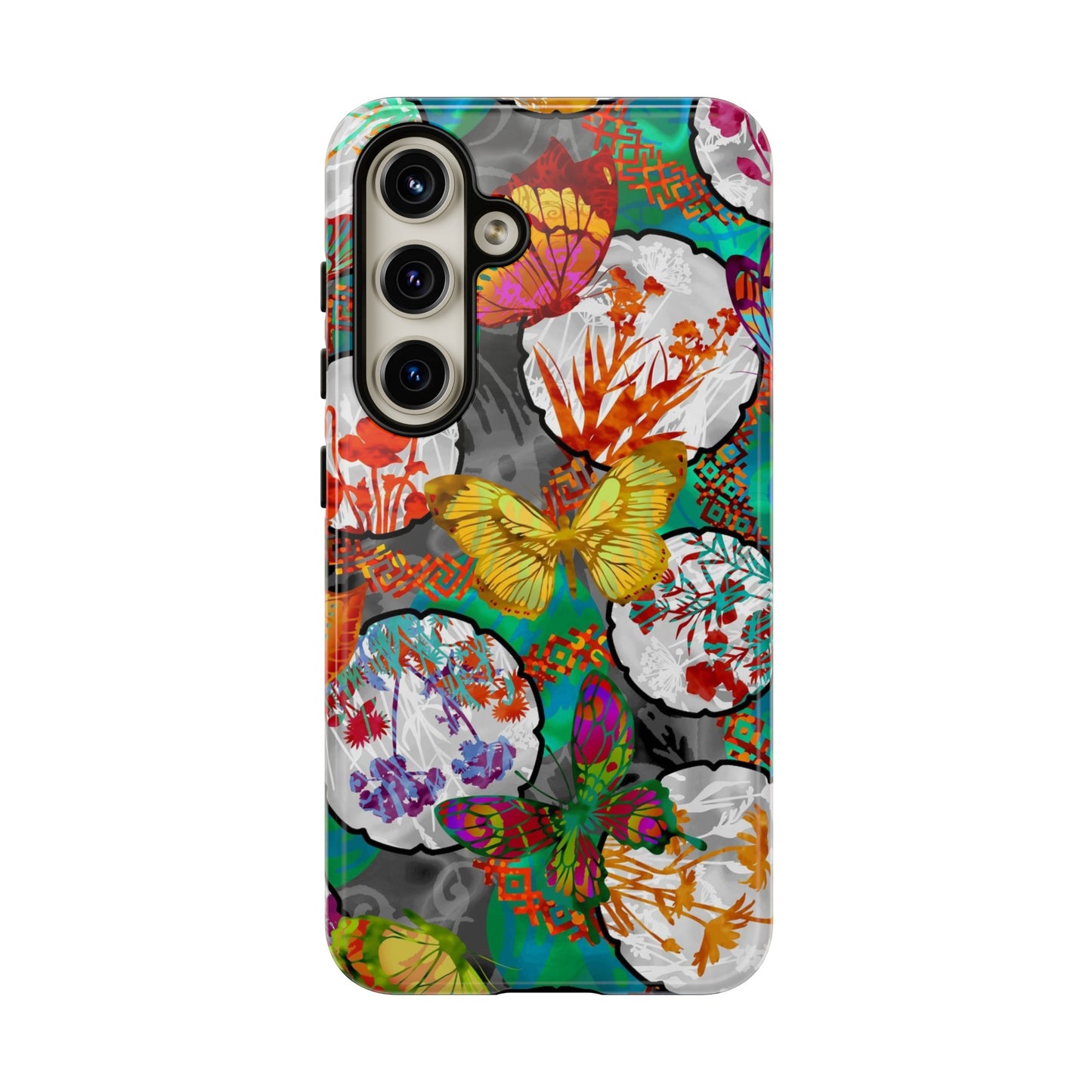 Samsung Galaxy Series Tough Case-Phone Case: Dreamscapes [Teal Green Butterflies]