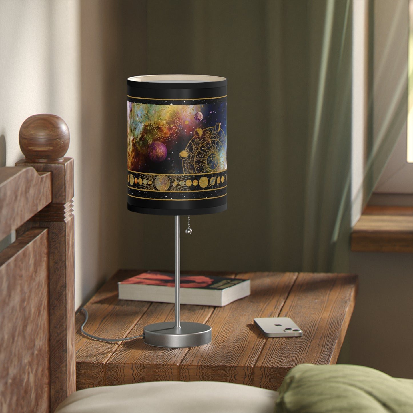 Table Lamp: Silver Base; "Cosmos"