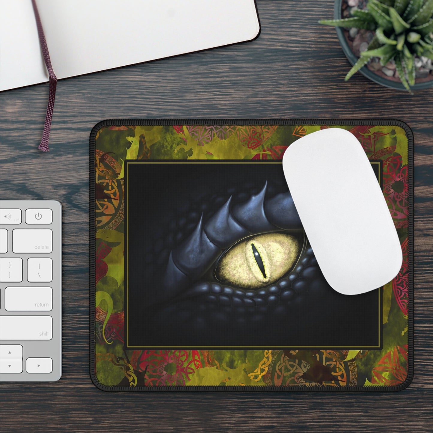 Mouse Pad-Gaming;  9x7 - "Dragons" [Dark Green Tonal]