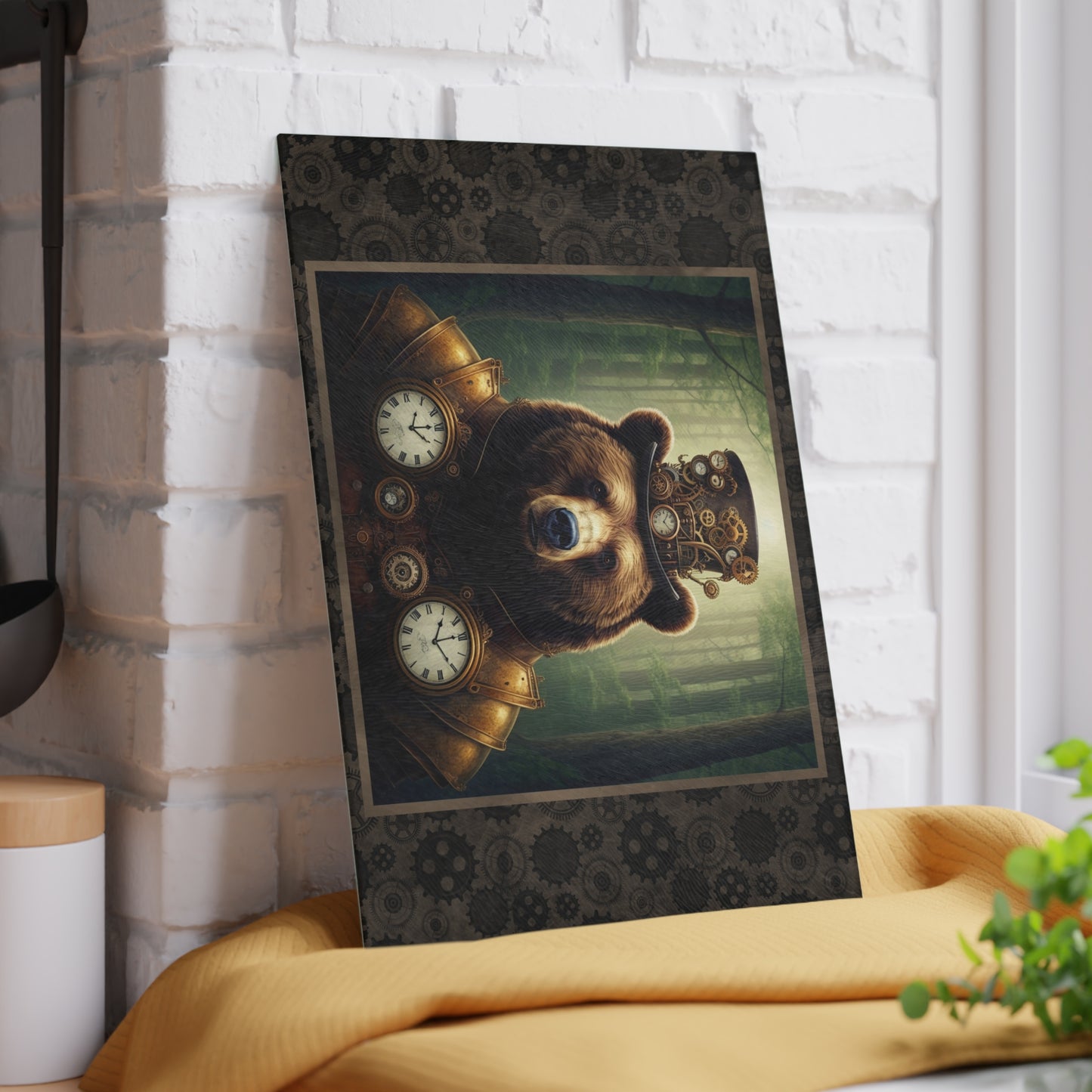 Glass Cutting Board:  Steampunk [Animals - Bear]