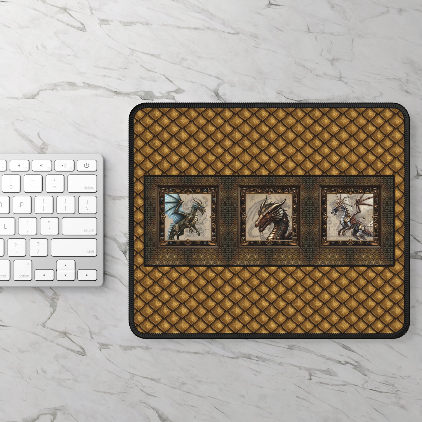 Mouse Pad-Gaming;  9x7:  Steampunk Dragon [Dagon-Blue Wings]