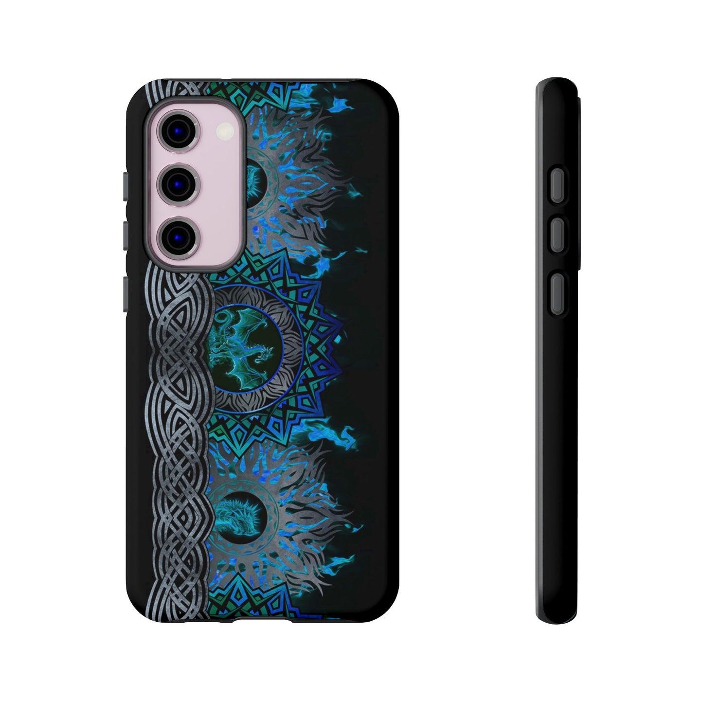 Samsung Galaxy S23 - Tough Case-Phone Case: Dragons-Blue Fury Border