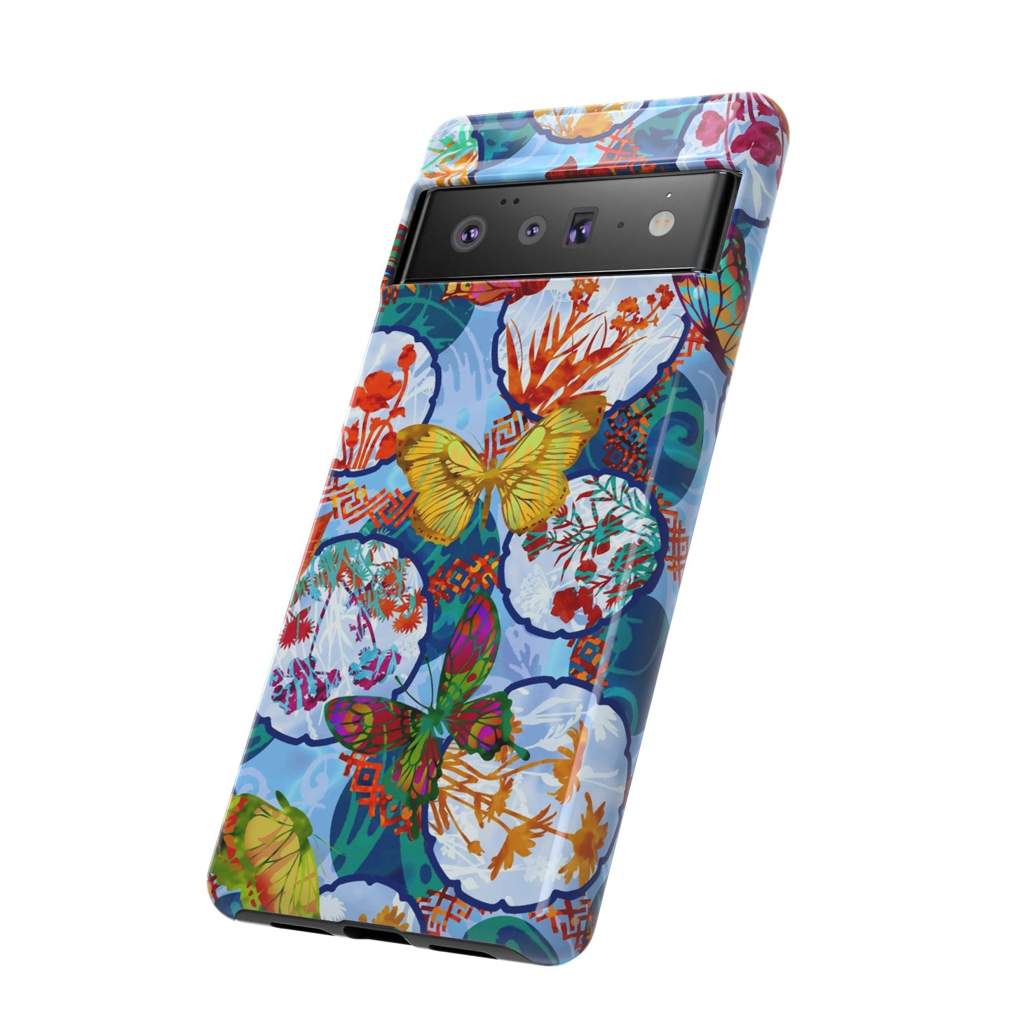 Android Google Pixel (Series) Tough Case-Phone Case:  Dreamscapes [Light Blue Butterflies]