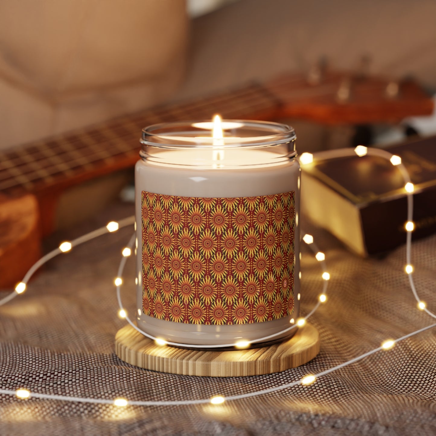 Scented Soy Candle ($ 18.65) - Celestial [Crimson/Gold Sunbursts]