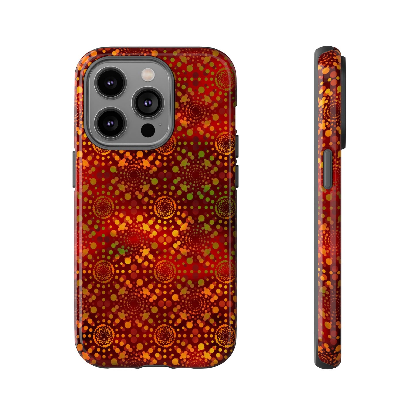 Apple I-Phone 14 (Series)-Tough Case-Phone Case:  Dreamscapes [Red Kaleidoscopes]