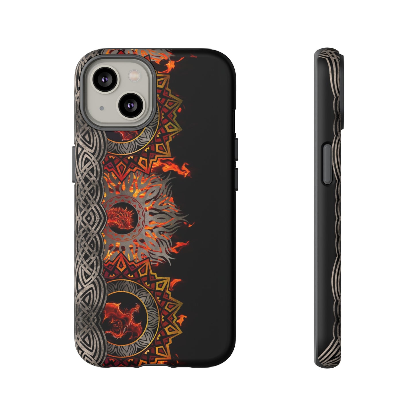 Apple I-Phone 14 (Series) Tough Case-Phone Case: Dragons [Red Fury Border]