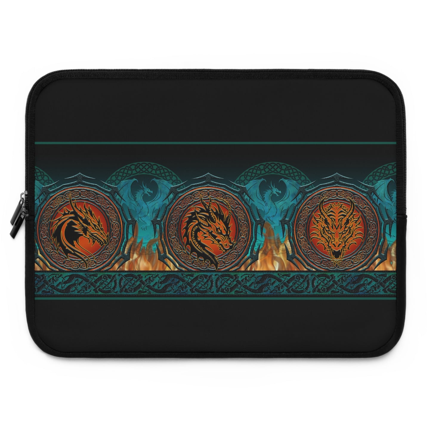Laptop Sleeve  (Multiple Sizes): Emerald Dragons [Dragon Border]