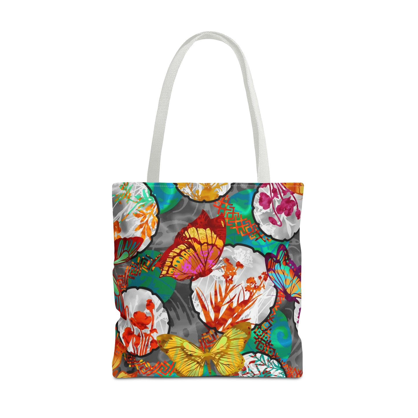 Tote Bag:  Large-18x18; Butterflies w/Lt Green Circles