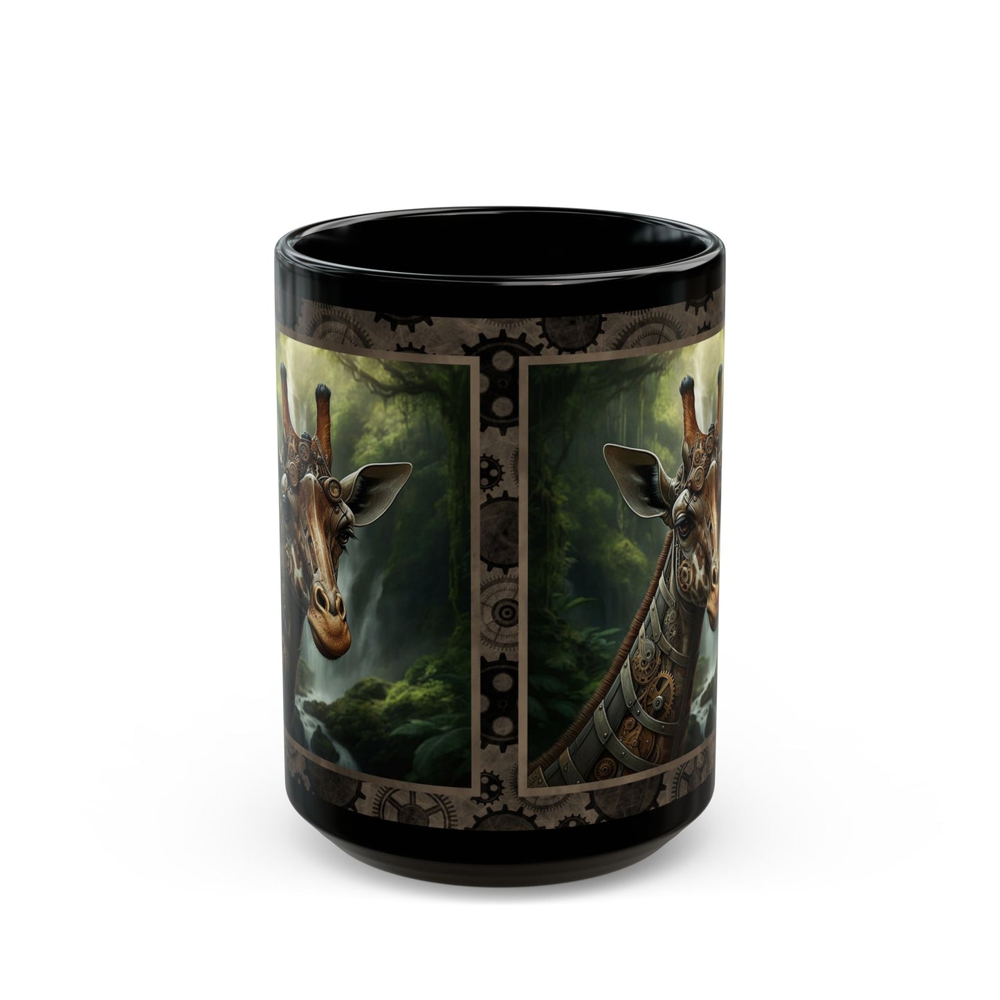 Black Mug-15oz:  "Steampunk Giraffe" Panel