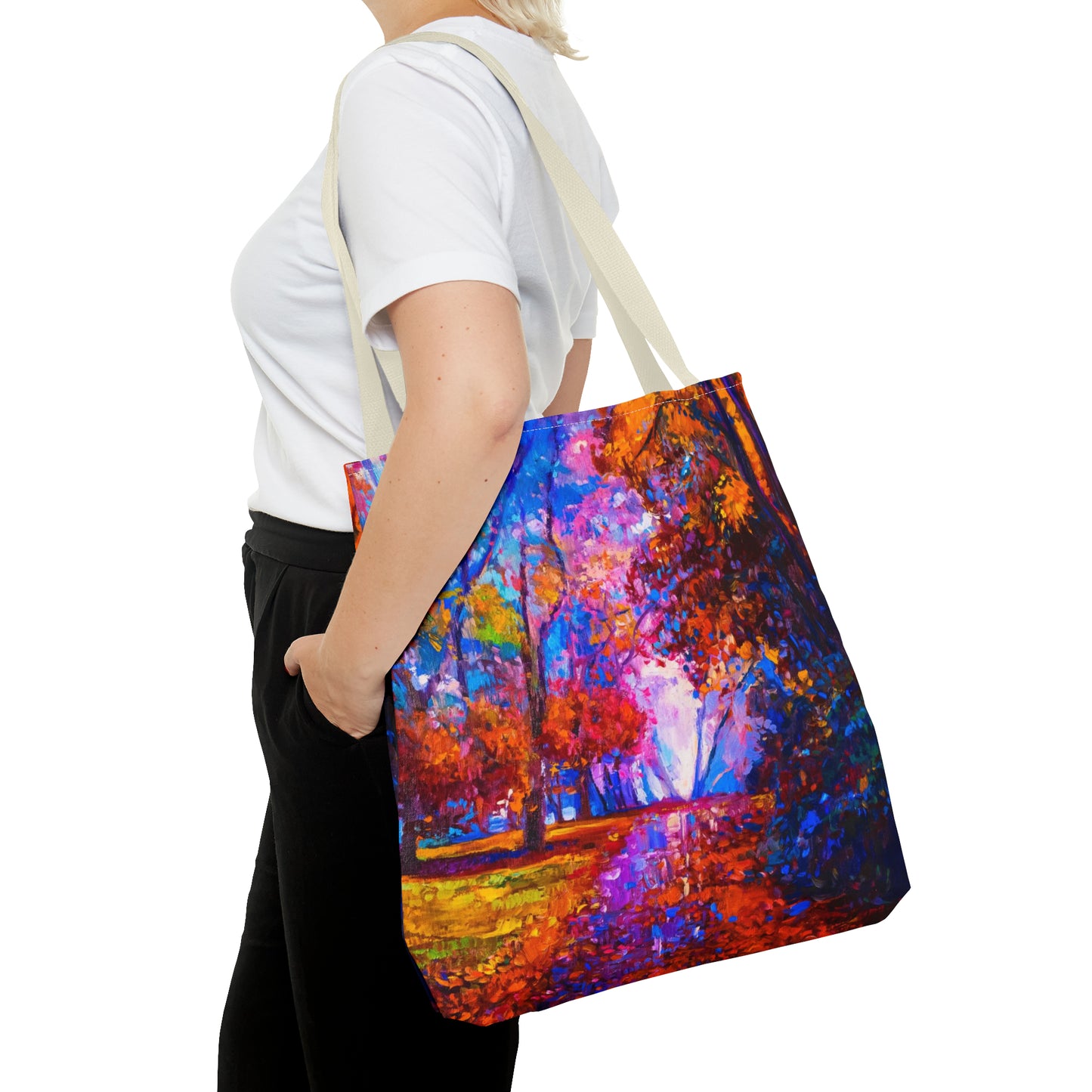 Tote Bag:  large-18x18;  "Year of Art" [Fall Trees w/Path Cover]