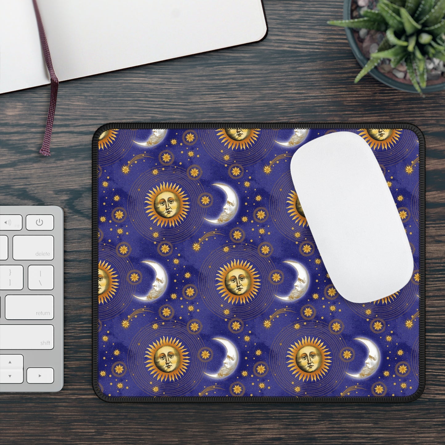 Mouse Pad-Gaming:  Celestial [Sun, Moon, Stars-Blue]
