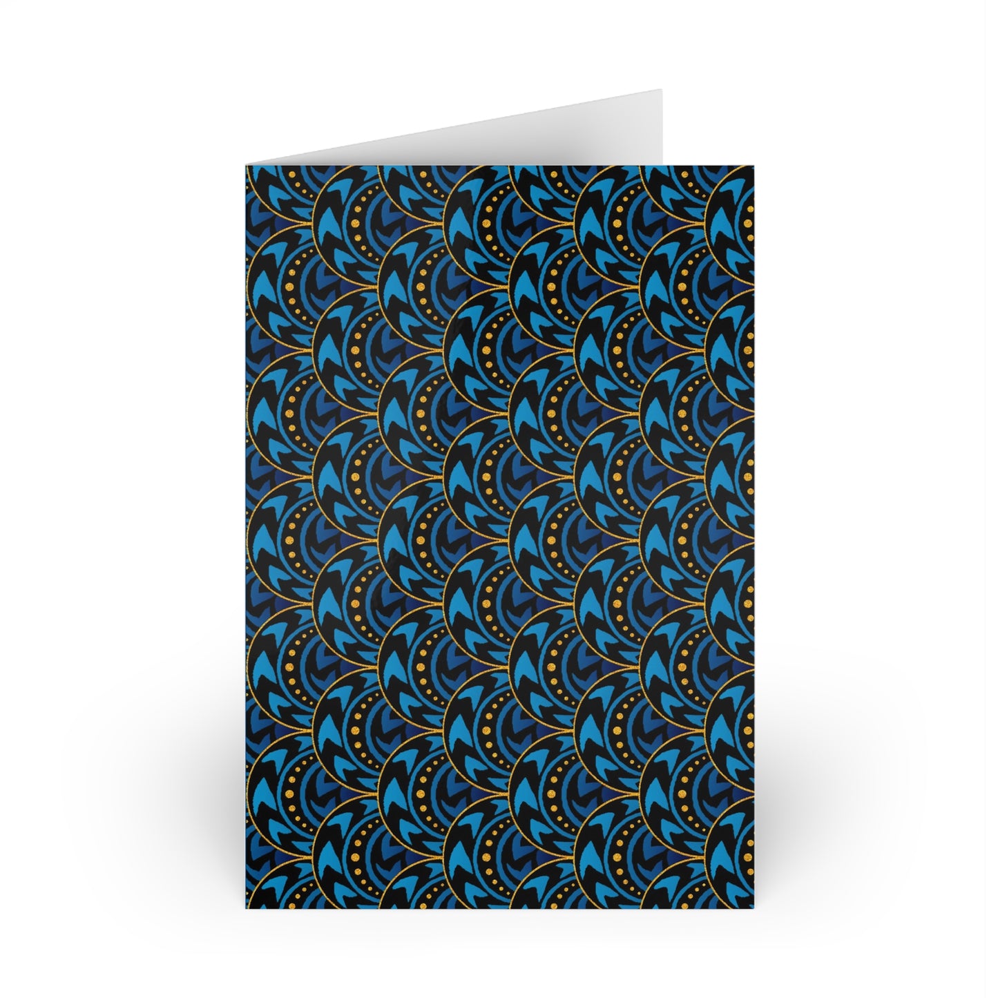 NOTE CARDS: CELSTIAL [Scallops:  Teal/Gold]