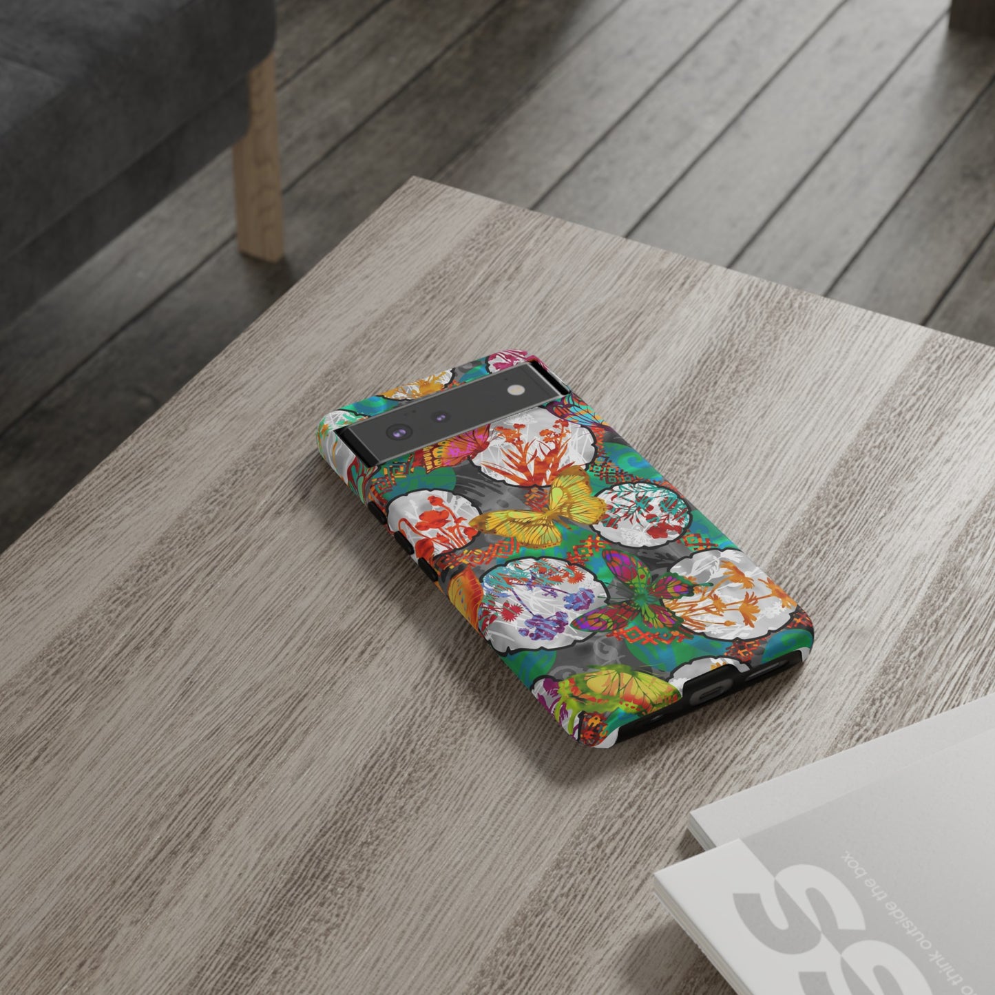 Android Google Pixel (Series) Tough Case-Phone Case:  Dreamscapes [Green Butterflies]