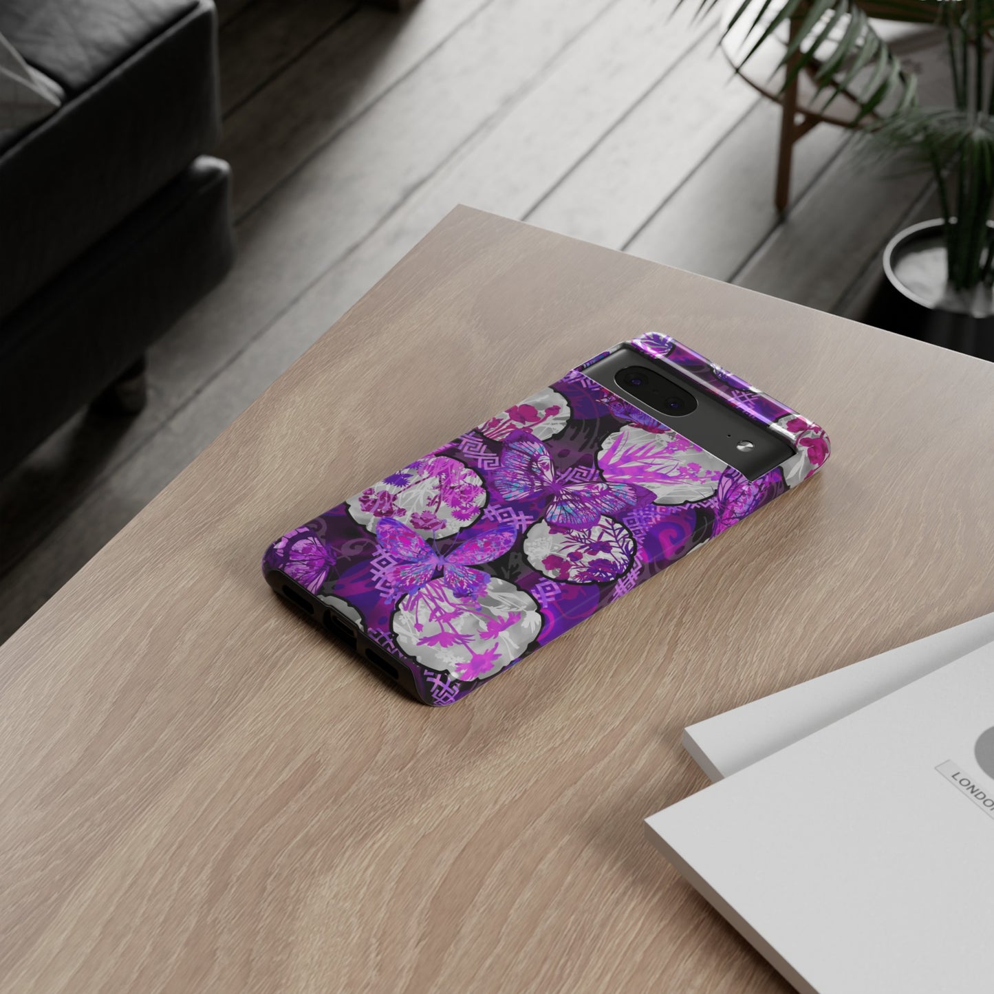 Google Pixel Tough Case-Phone Case: Dreamscapes [Bright Purple Butterflies]