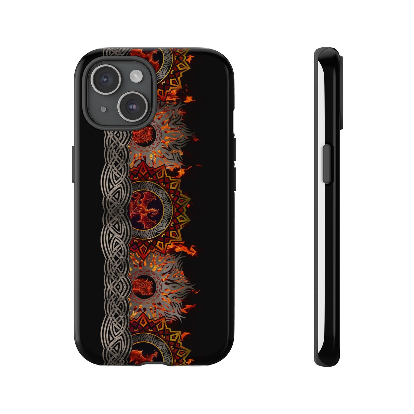 Apple I-Phone 15 (Series)-Tough Case-Phone Case:  Dragons [Red Fury Border]