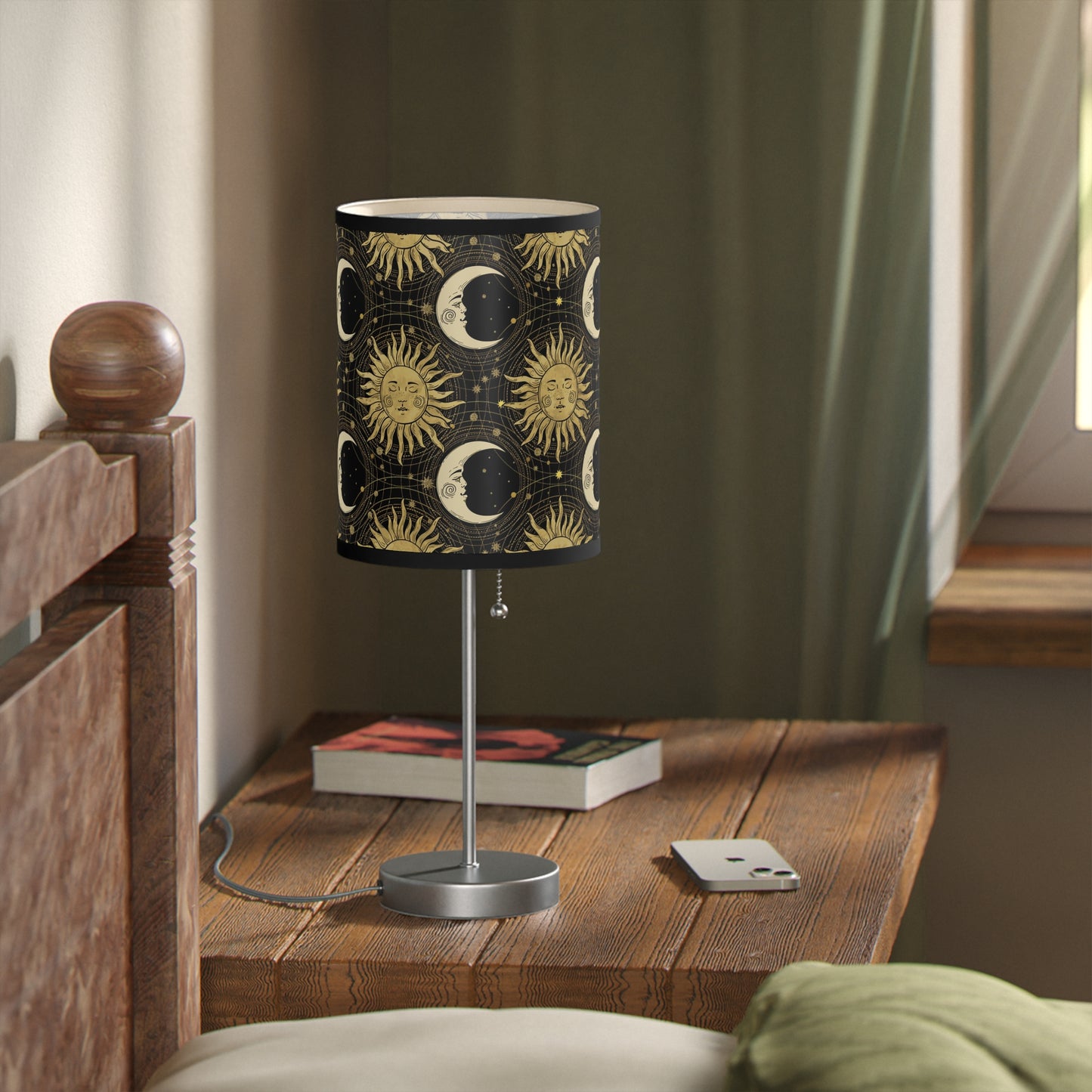 Table Lamp: Silver Base - The Sun, The Moon, and The Stars [Gold Sun and Moons]