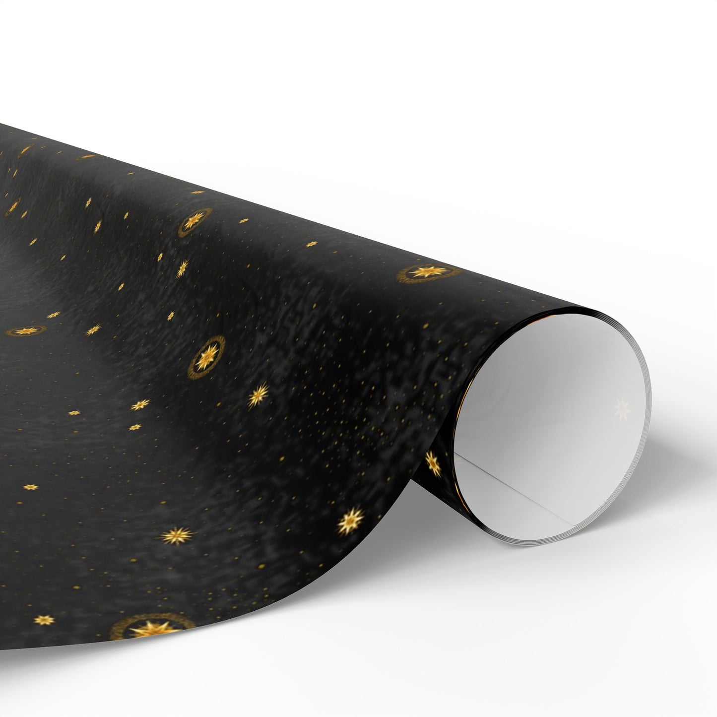Wrapping Paper:  Celestial [Black Space-Gold Stars]