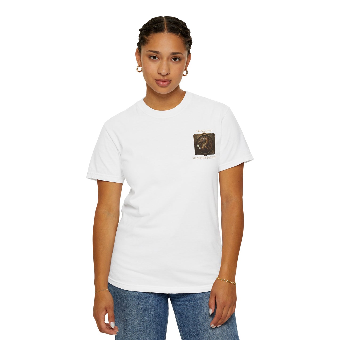 Unisex Heavy Cotton Tee:  "Steampunk Dynasty" [Steampunk Dragon]