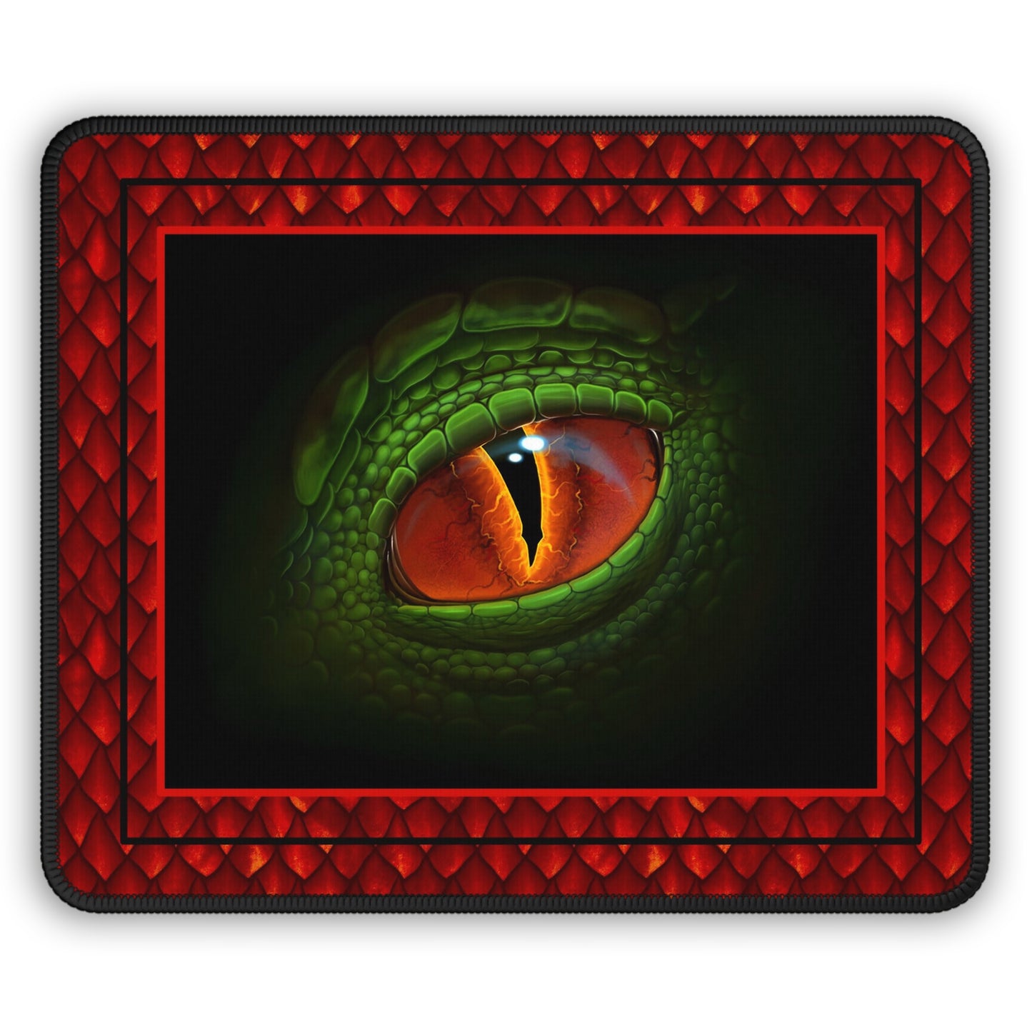 Mouse Pad-Gaming;  9x7 - "Dragons" [Red Scales-Green Eye]
