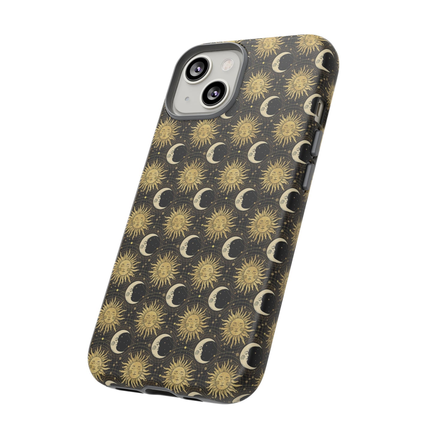 Apple I-Phone 14 (Series)-Tough Case-Phone Case: The Sun, The Moon, And The Stars [Gold Suns, Smiling Moons]