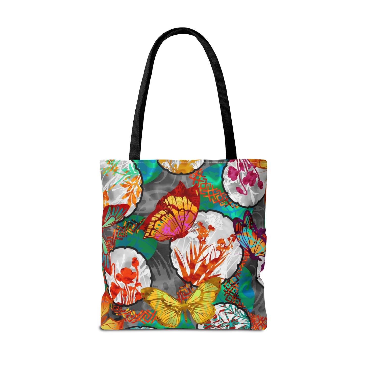 Tote Bag:  Large-18x18; Butterflies w/Lt Green Circles