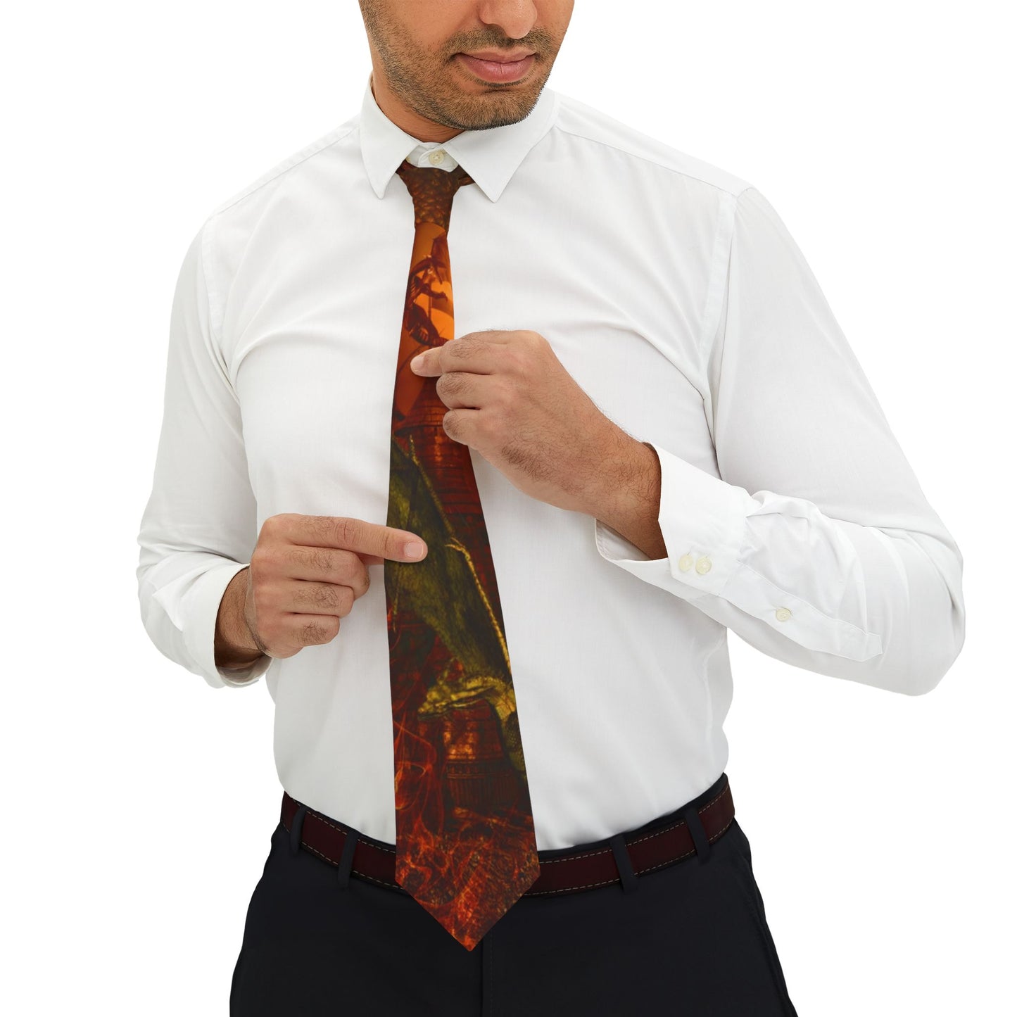 Men's Necktie:  Red Dragons-Panel