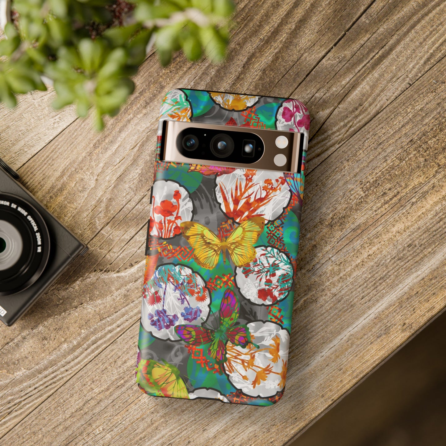 Android Google Pixel (Series) Tough Case-Phone Case:  Dreamscapes [Green Butterflies]