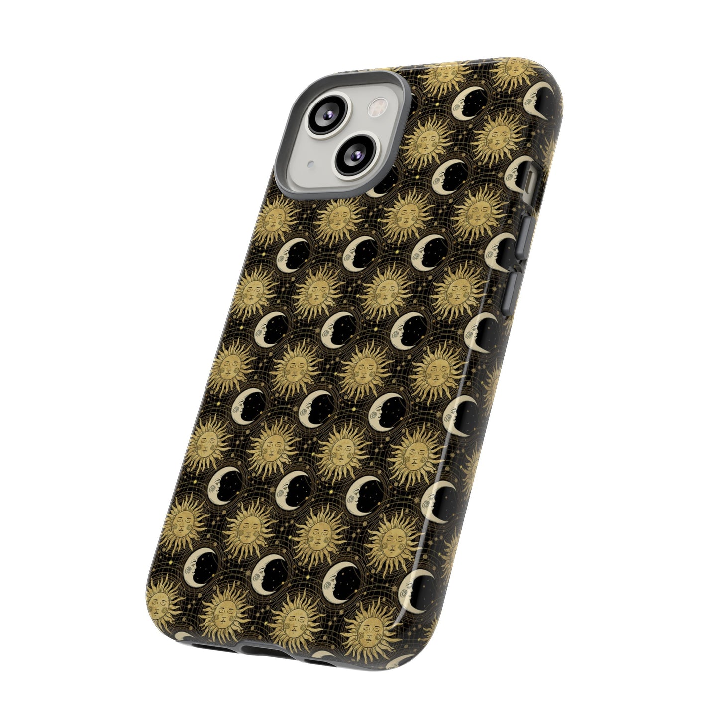 Apple I-Phone 14 (Series)-Tough Case-Phone Case: The Sun, The Moon, And The Stars [Gold Suns, Smiling Moons]