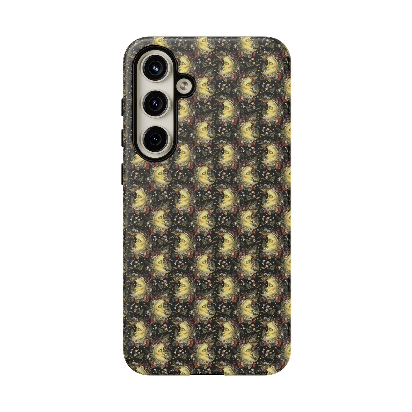 Samsung Galaxy Series Tough Case-Phone Case: The Sun, The Moon, And The Stars [Moon With Flowers]