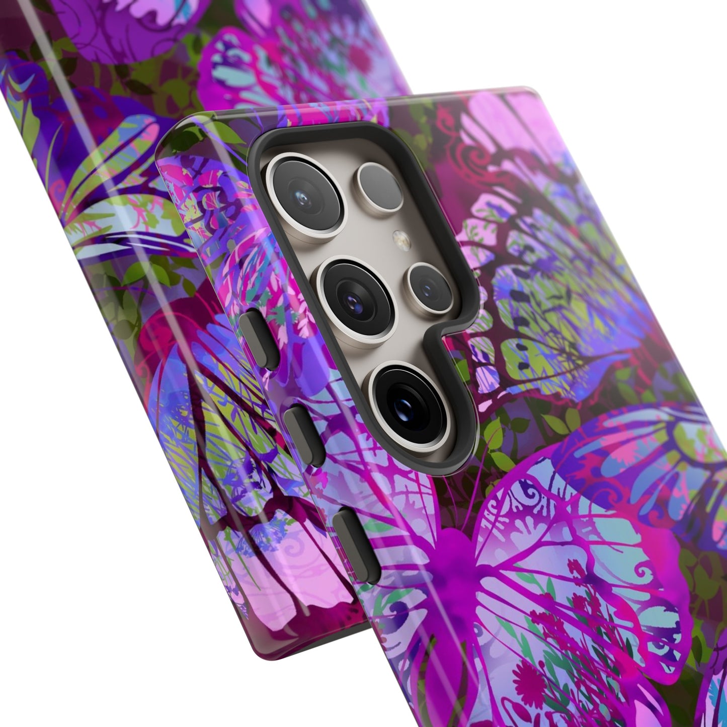 Samsung Galaxy Series Tough Case-Phone Case: Dragons [Dark Purple Butterflies]