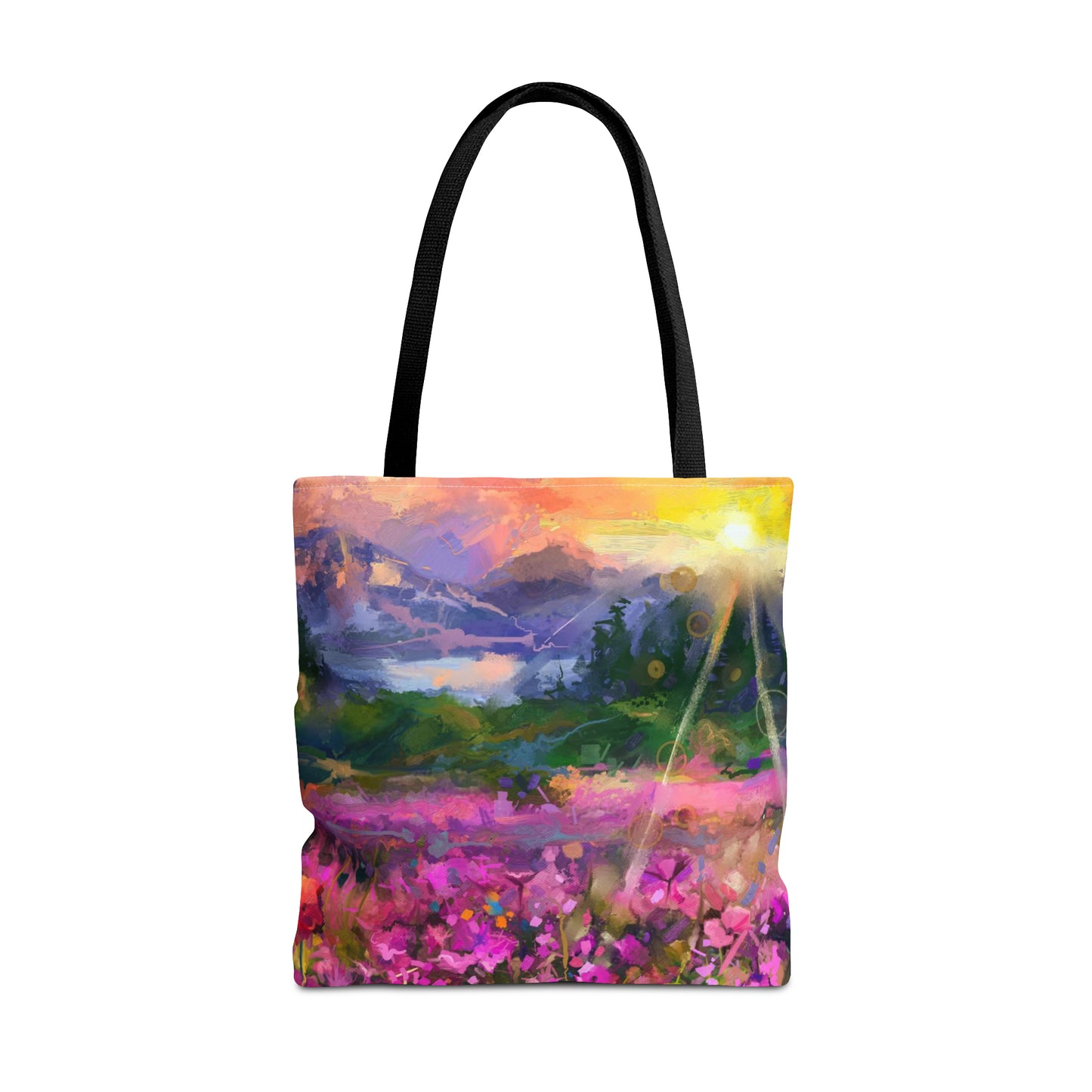 Tote Bag:  large-18x18;  "Year of Art" [Flowers on Mountain]