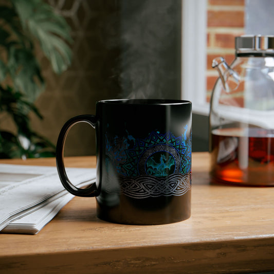 Ceramic Mug:  Black; Dragons