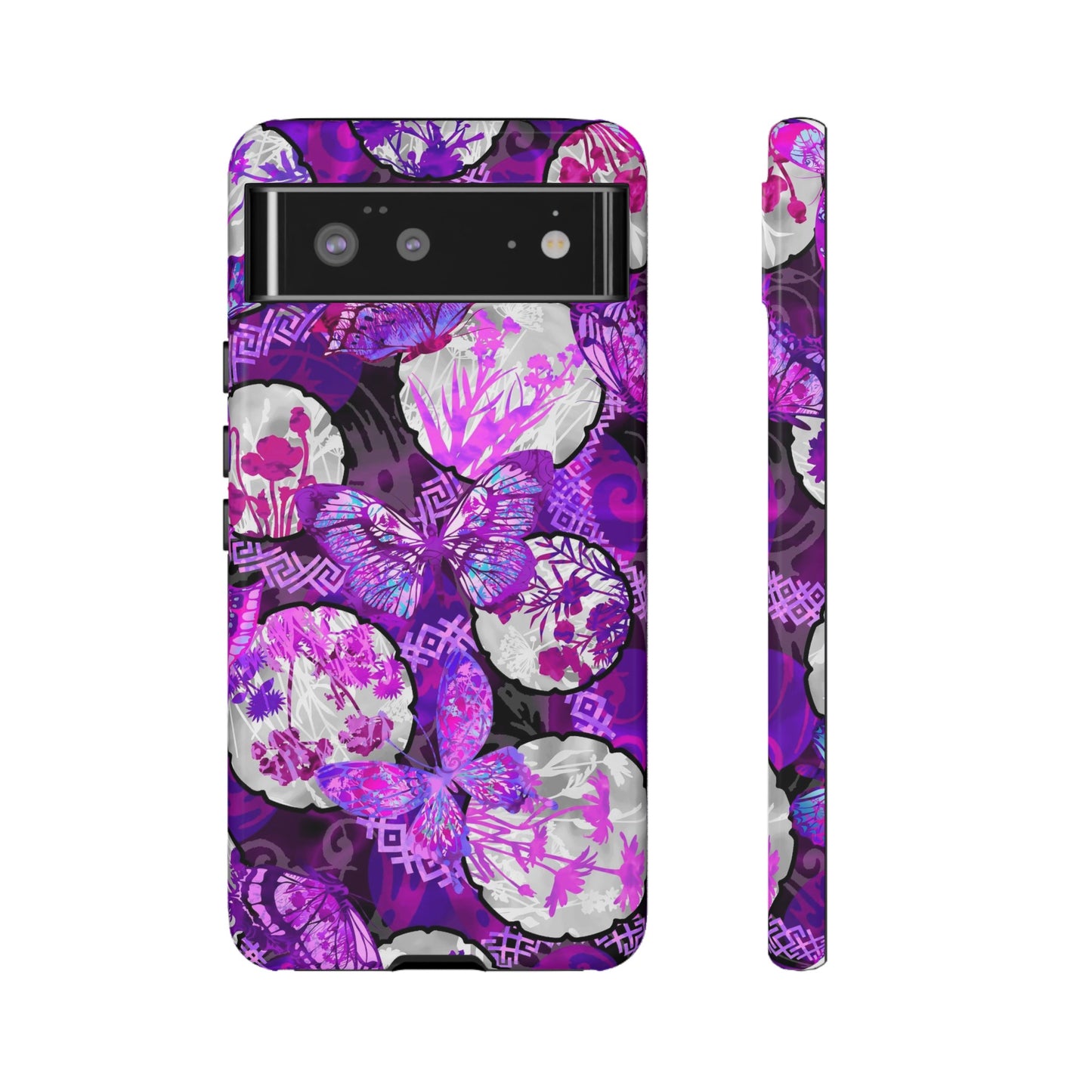 Google Pixel Tough Case-Phone Case: Dreamscapes [Bright Purple Butterflies]