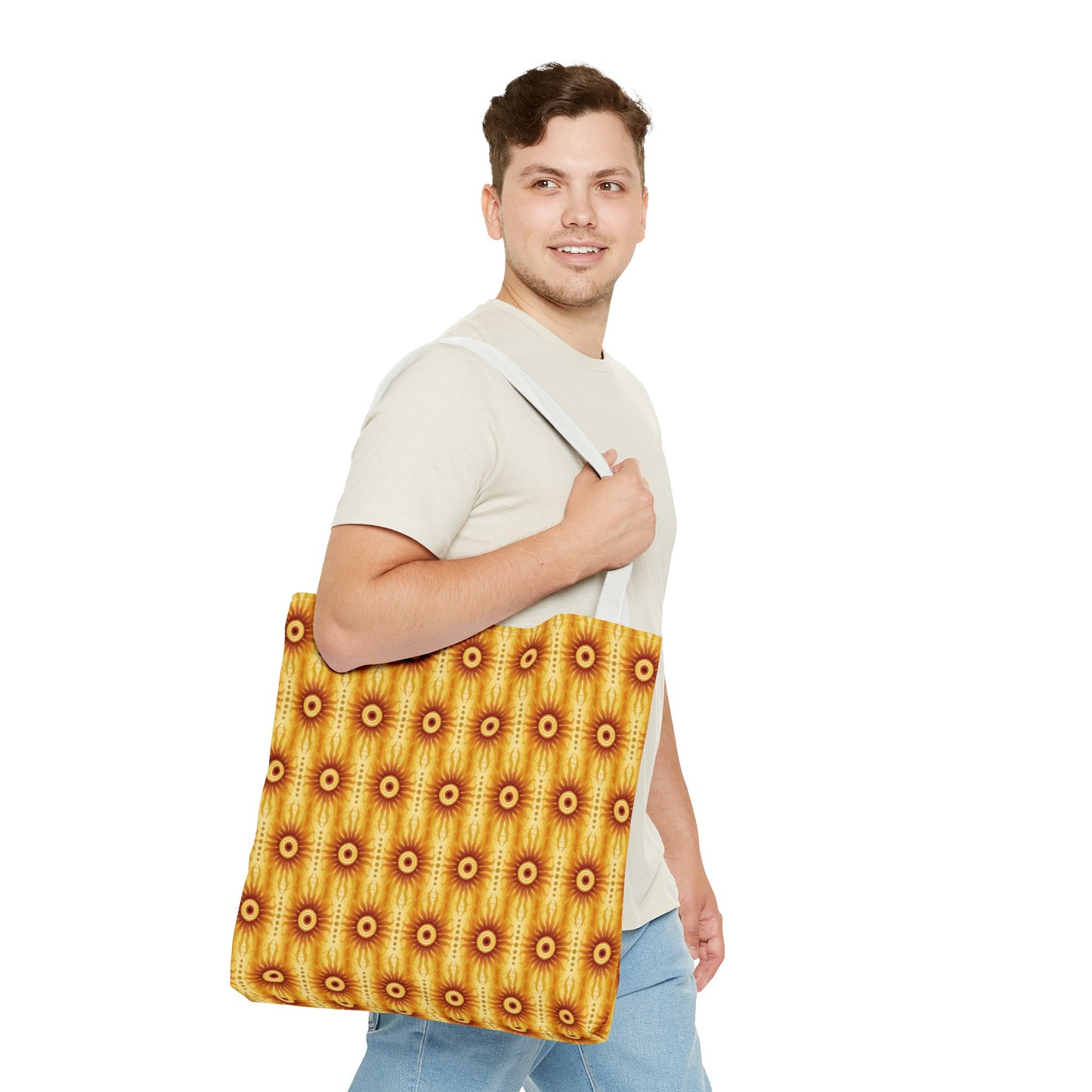 Tote Bag: Large:  ($24.23) Celestial [Crimson/Yellow-Sunbursts]