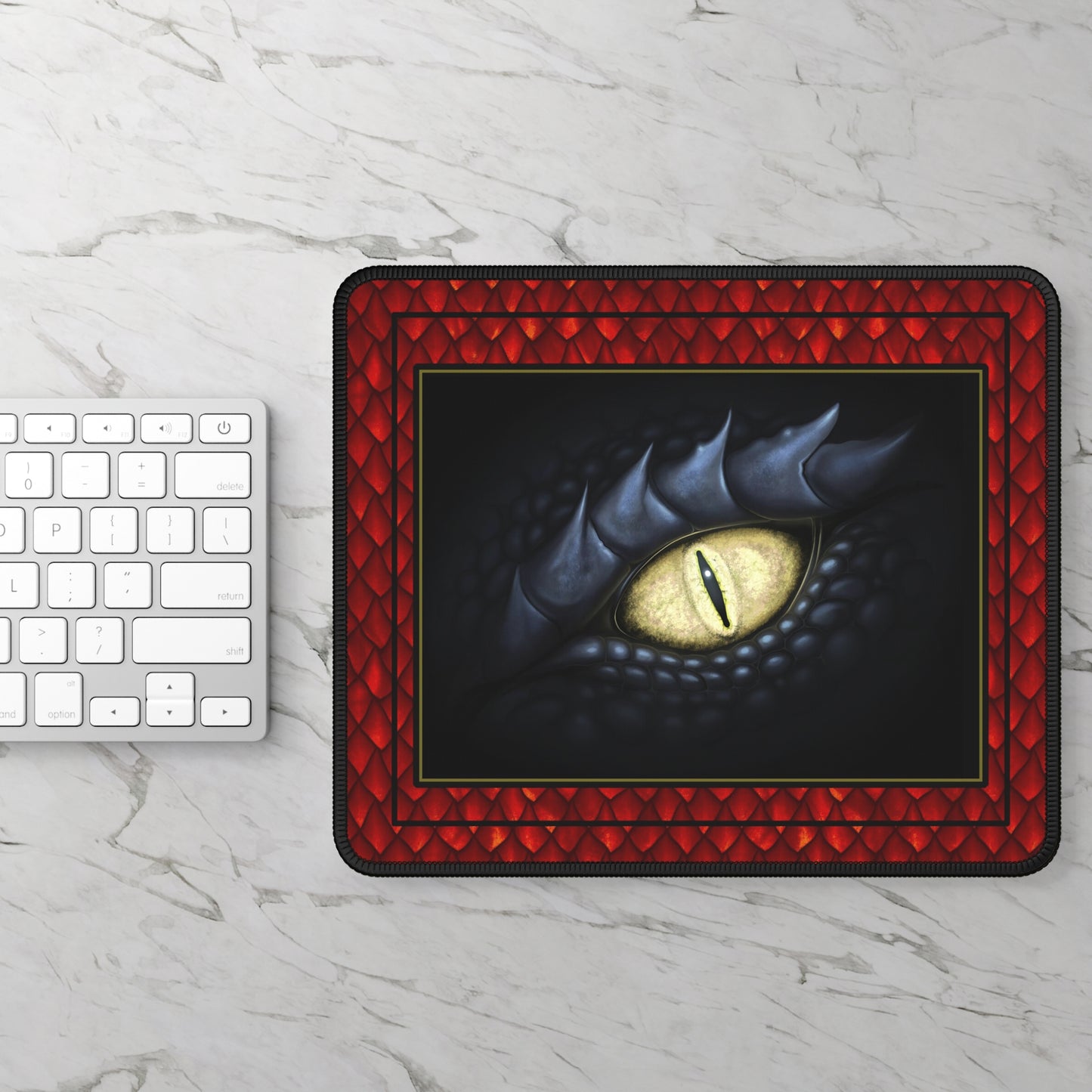 Mouse Pad-Gaming;  9x7 - "Dragons" [Red Scales-Black Eye]