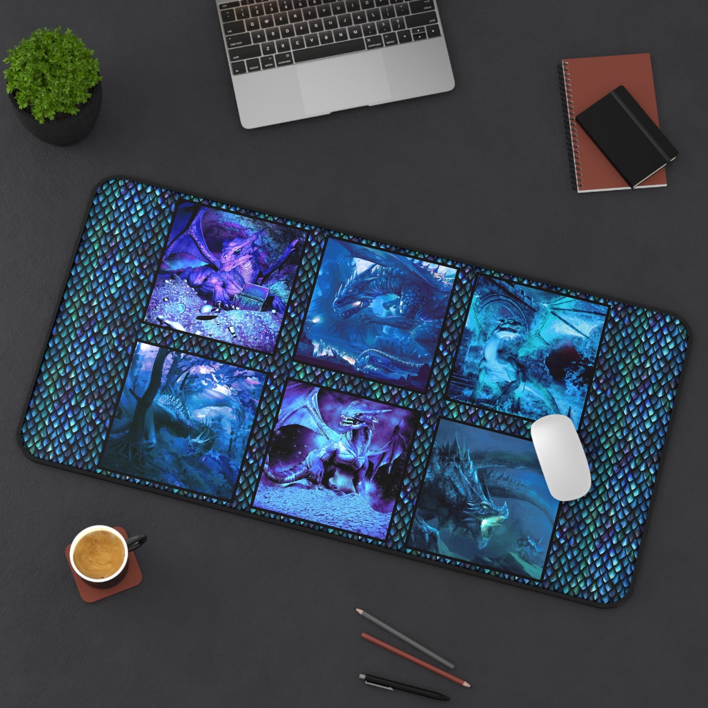 Desk Mat (23x13):  Dragons [Blue Fury-Dragon Scenes]