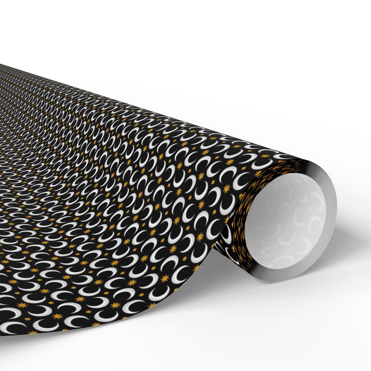 Wrapping Paper:  Celestial [Black White Moon, Gold Stars]