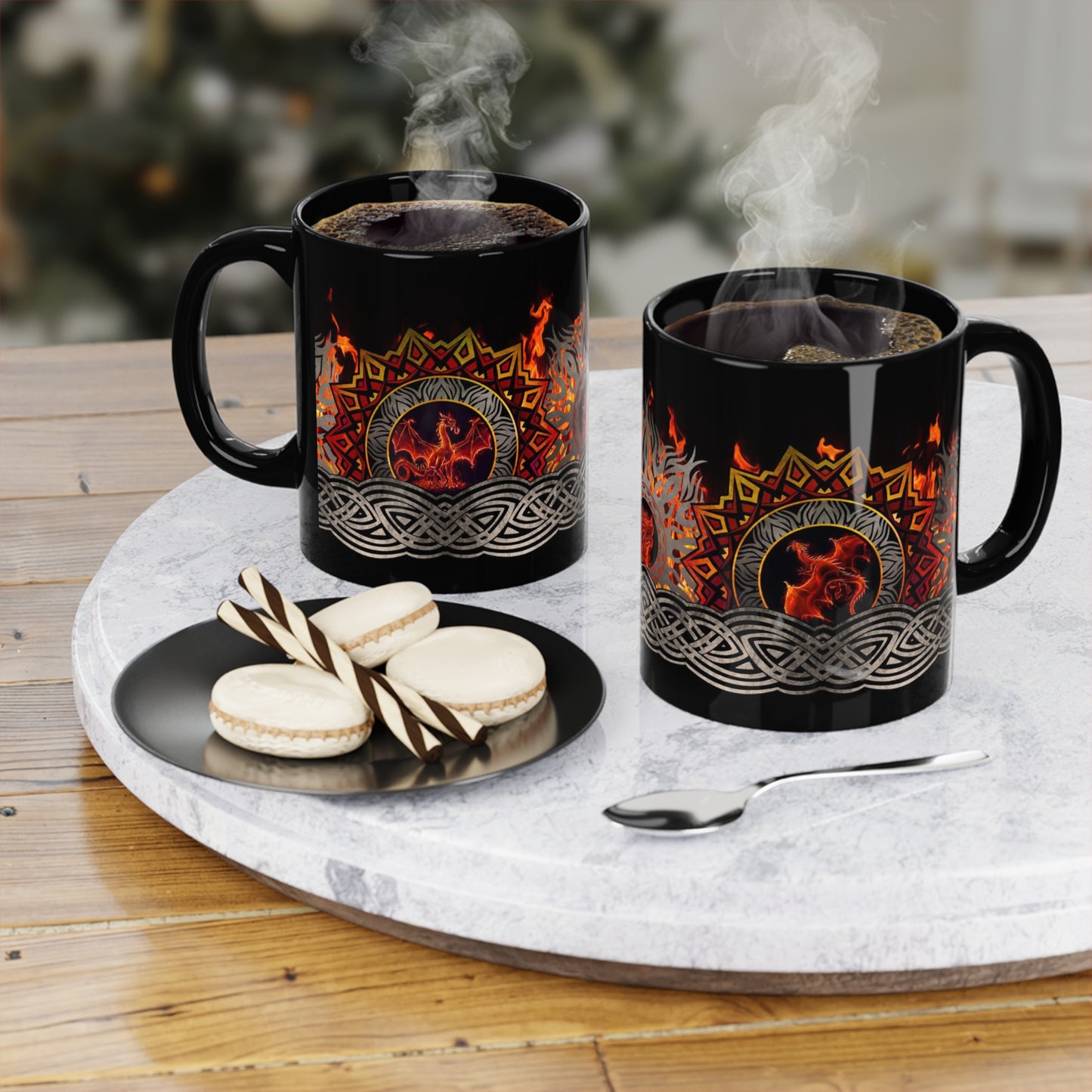 Ceramic Mug:  Black; Dragons "Dragons" [Red Fury]