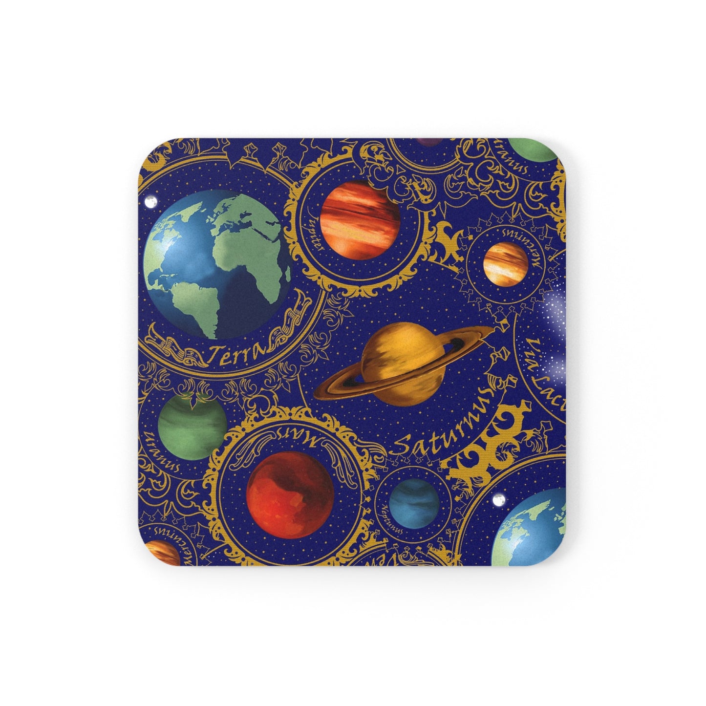 Coaster Set; Cork Backed :  Celestial [Galaxy-Blue]