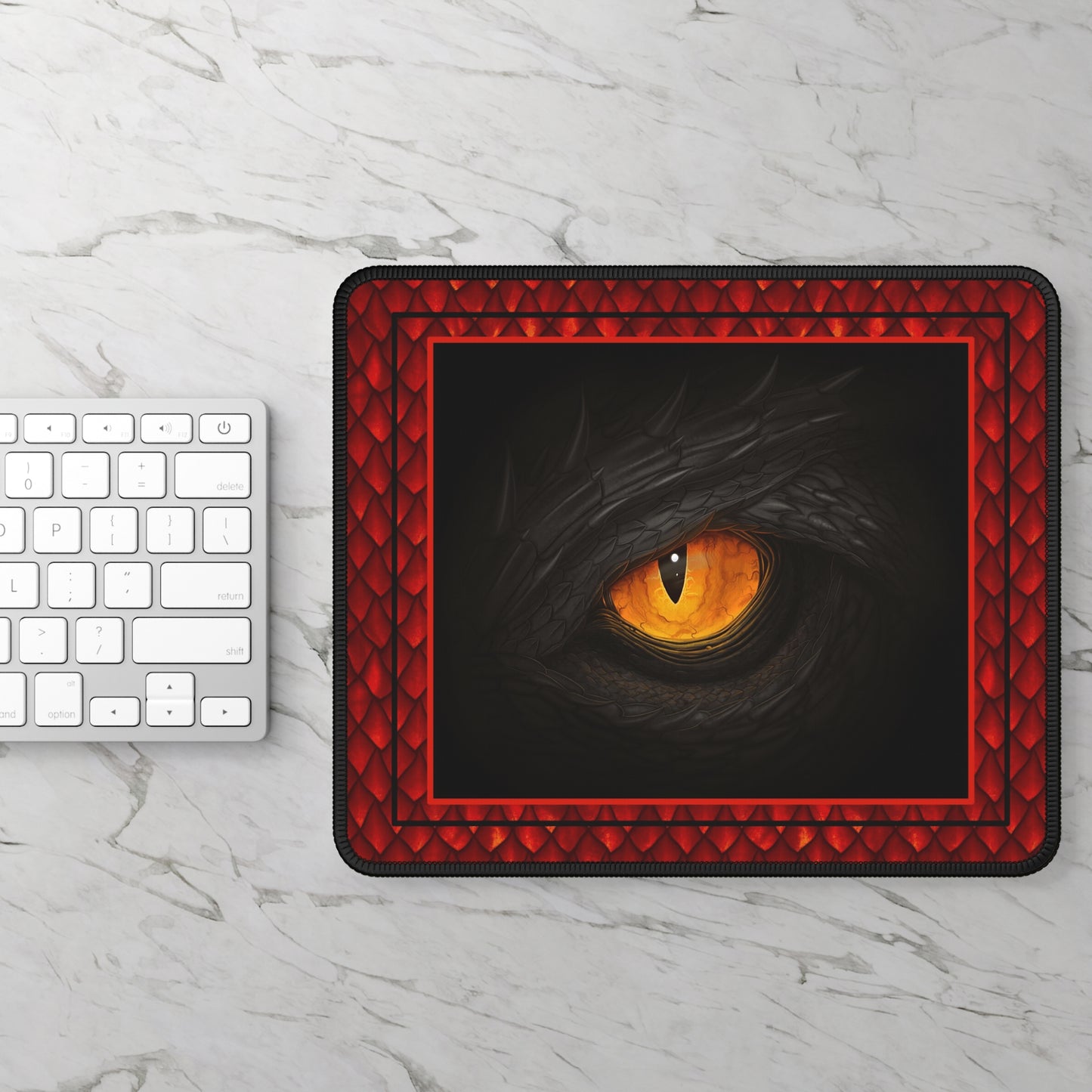 Mouse Pad-Gaming;  9x7 - "Dragons" [Red Scales-Black Eye-2]