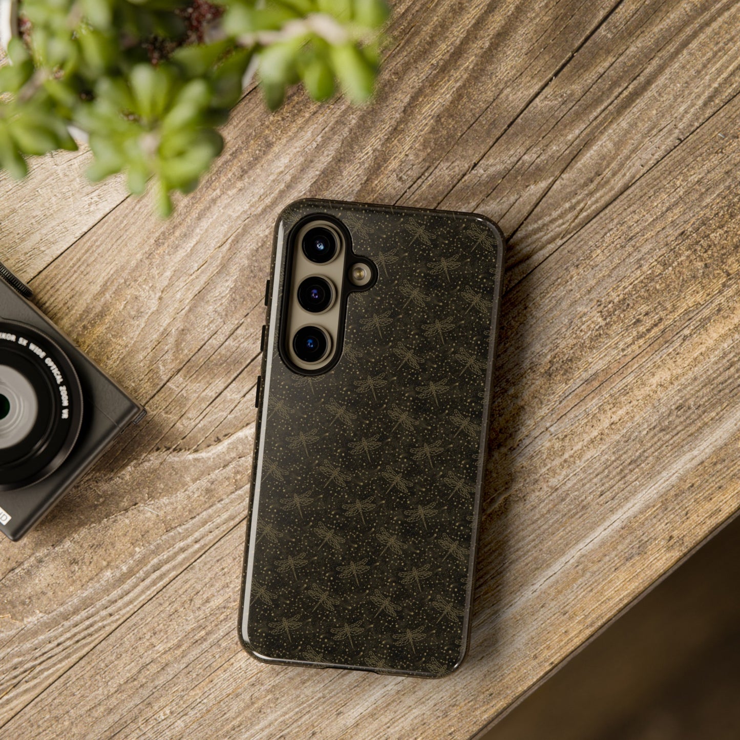 Samsung Galaxy Series Tough Case-Phone Case: The Sun, The Moon, And The Stars [Gold Dragonflies]