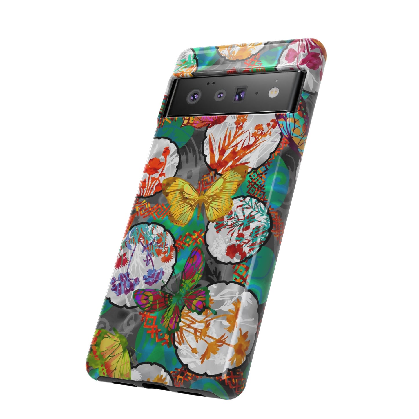 Android Google Pixel (Series) Tough Case-Phone Case:  Dreamscapes [Green Butterflies]