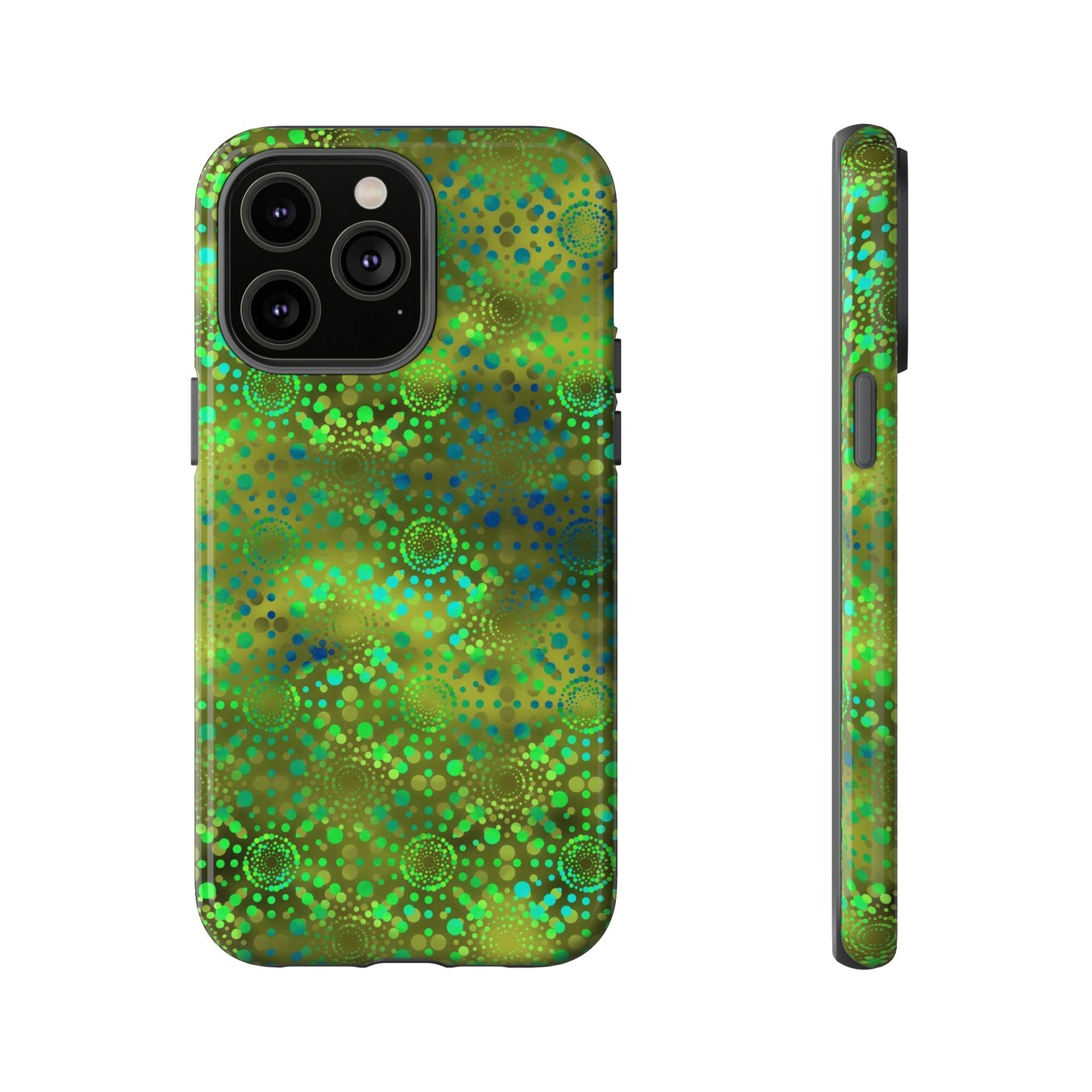 Apple I-Phone 14 (Series)-Tough Case-Phone Case: Dreamscapes [Green Kaleidoscopes]