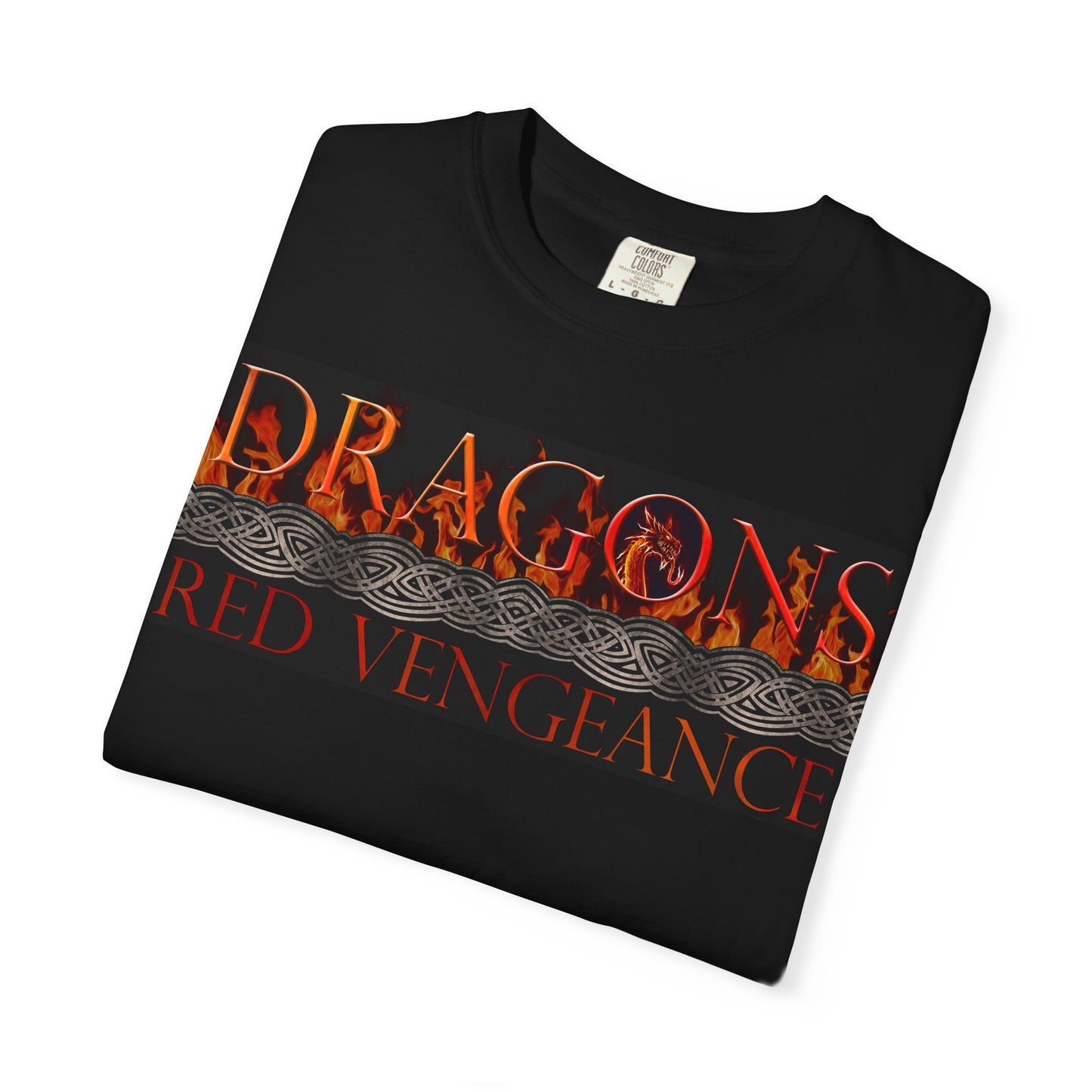 Unisex Heavy Cotton Tee:  "Dragons" [Blue Fury-Banner/Panel]