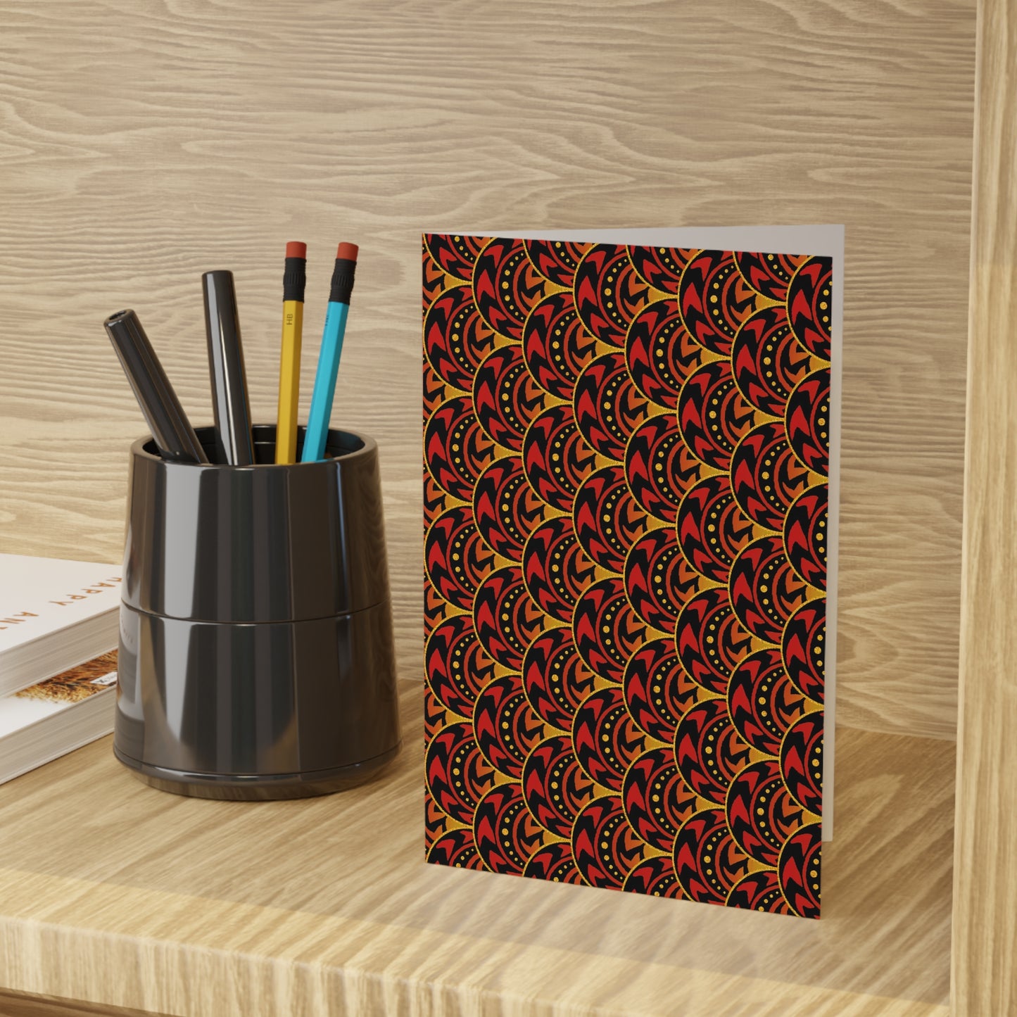 NOTE CARDS: CELSTIAL [Scallops:  Orange/Gold]